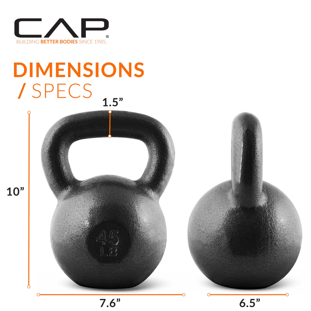 Cap Barbell Black Cast Iron Kettlebell | 45 Pounds
