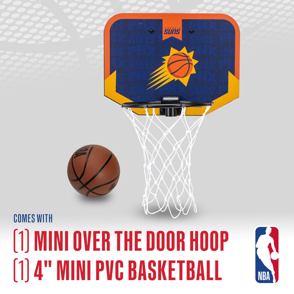 Franklin Sports Nba Phoenix Suns Mini Over The Door Basketball Hoop - Kids Indoor Mini Hoop With Ball - Nba Fan Shop Toy For Bed