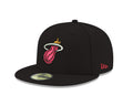 New Era NBA Miami Heat Mens Official 59FIFTY Fitted Cap, 7, Black