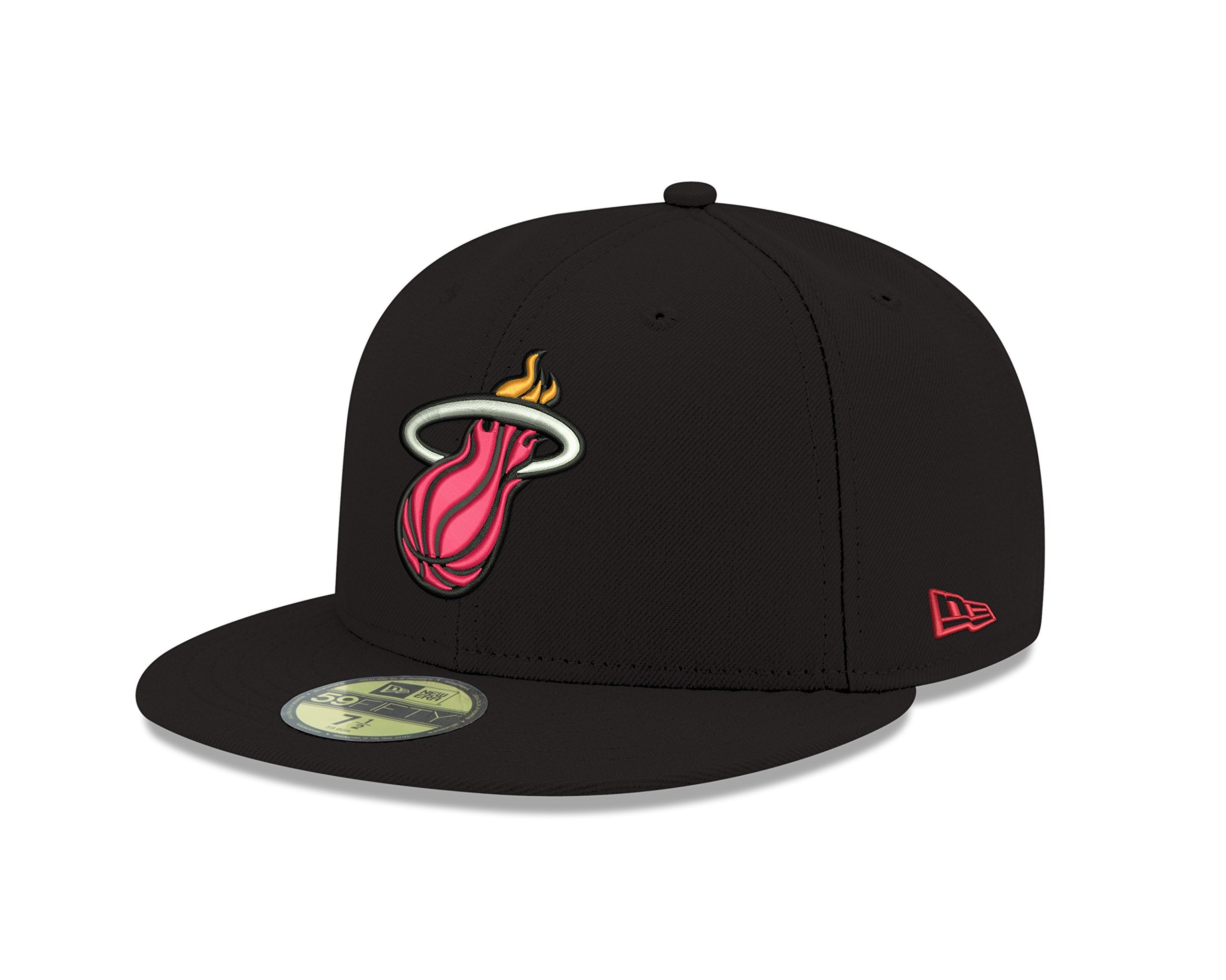 New Era NBA Miami Heat Mens Official 59FIFTY Fitted Cap, 7, Black