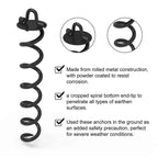 Abccanopy 10'' Spiral Ground Anchor With Dog Tie Out For Anchor Swings Set Down, Tent (Black)