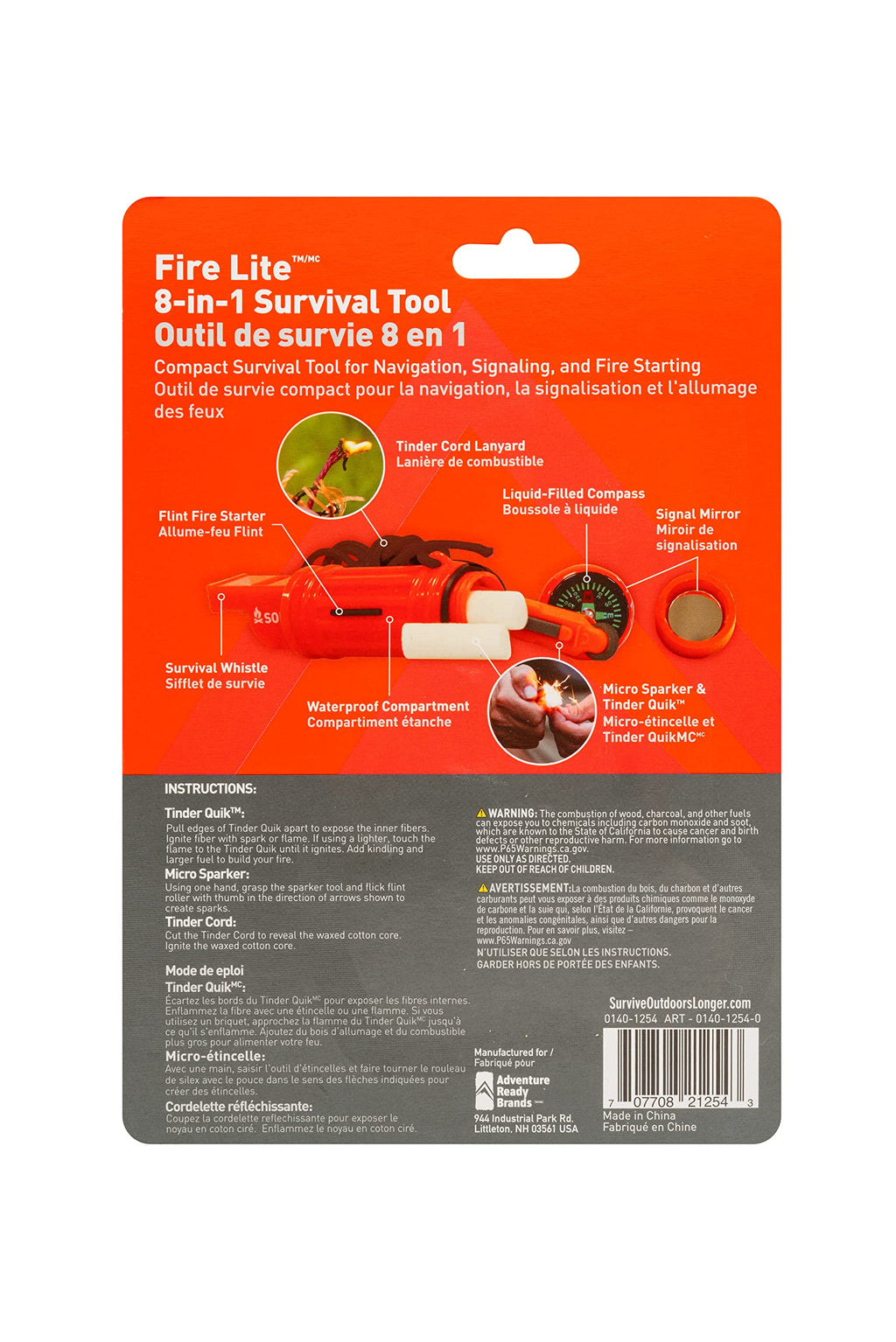 Survive Outdoors Longer Fire Lite 8-In-1 Survival Tool - (Pack Of 2)