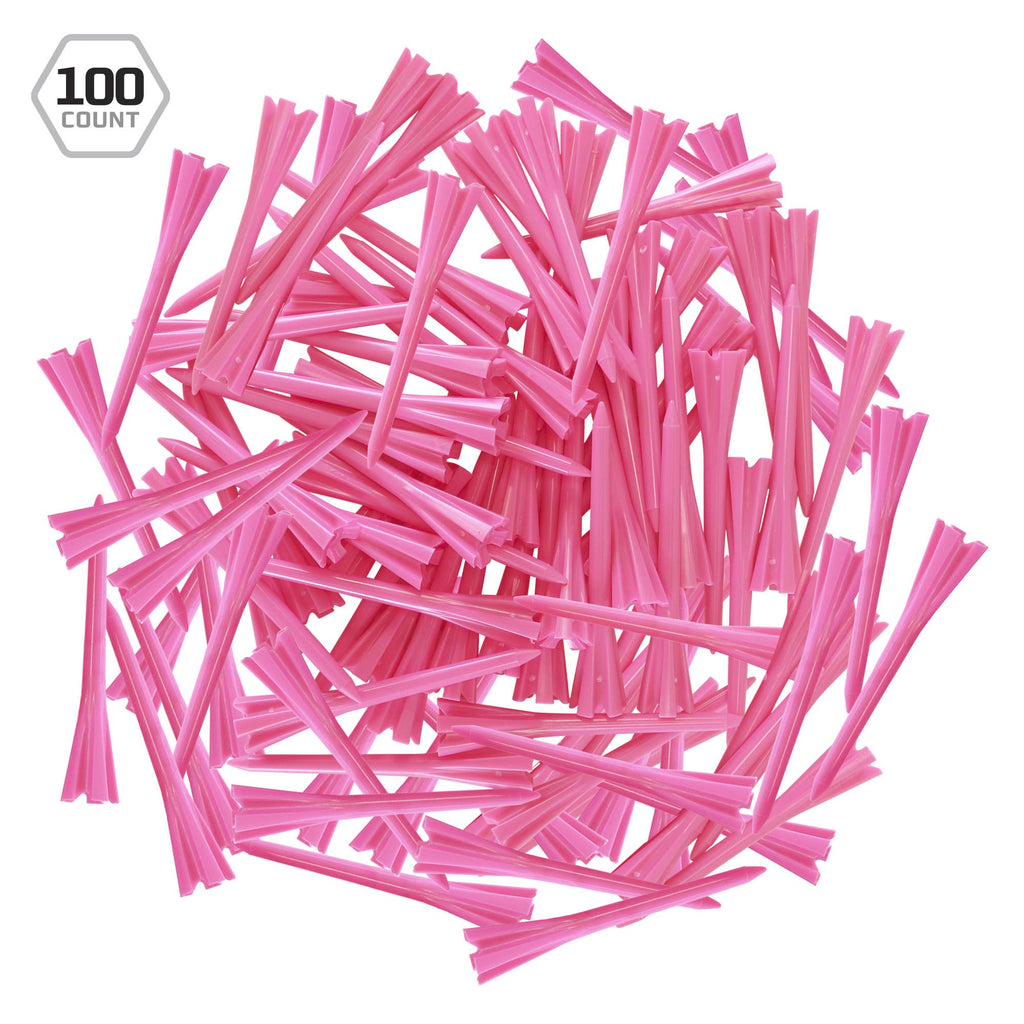 Izzo Golf Plastic Golf Tees, 1.5 Inch, Neon Pink (Pack Of 100)