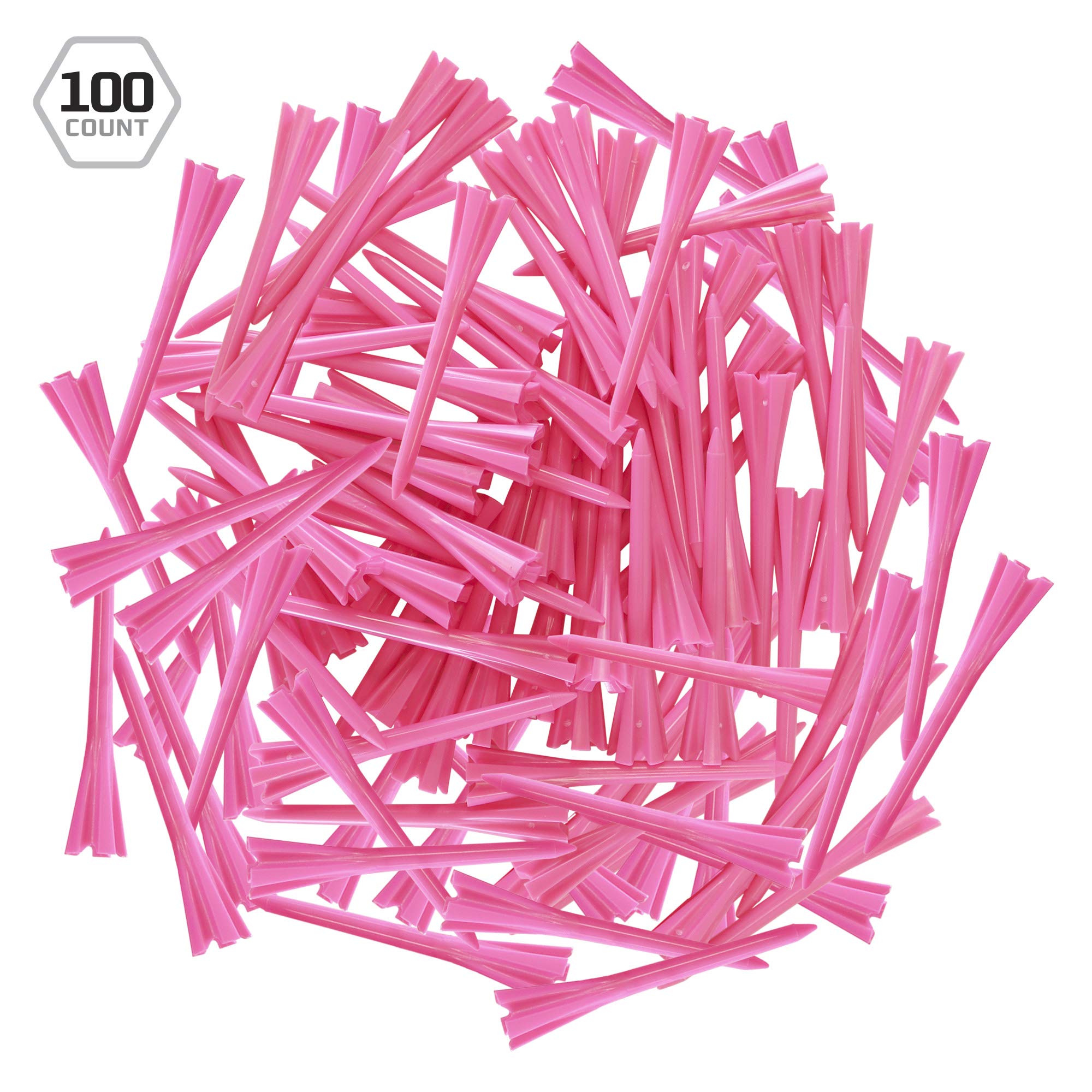 Izzo Golf Plastic Golf Tees, 1.5 Inch, Neon Pink (Pack Of 100)
