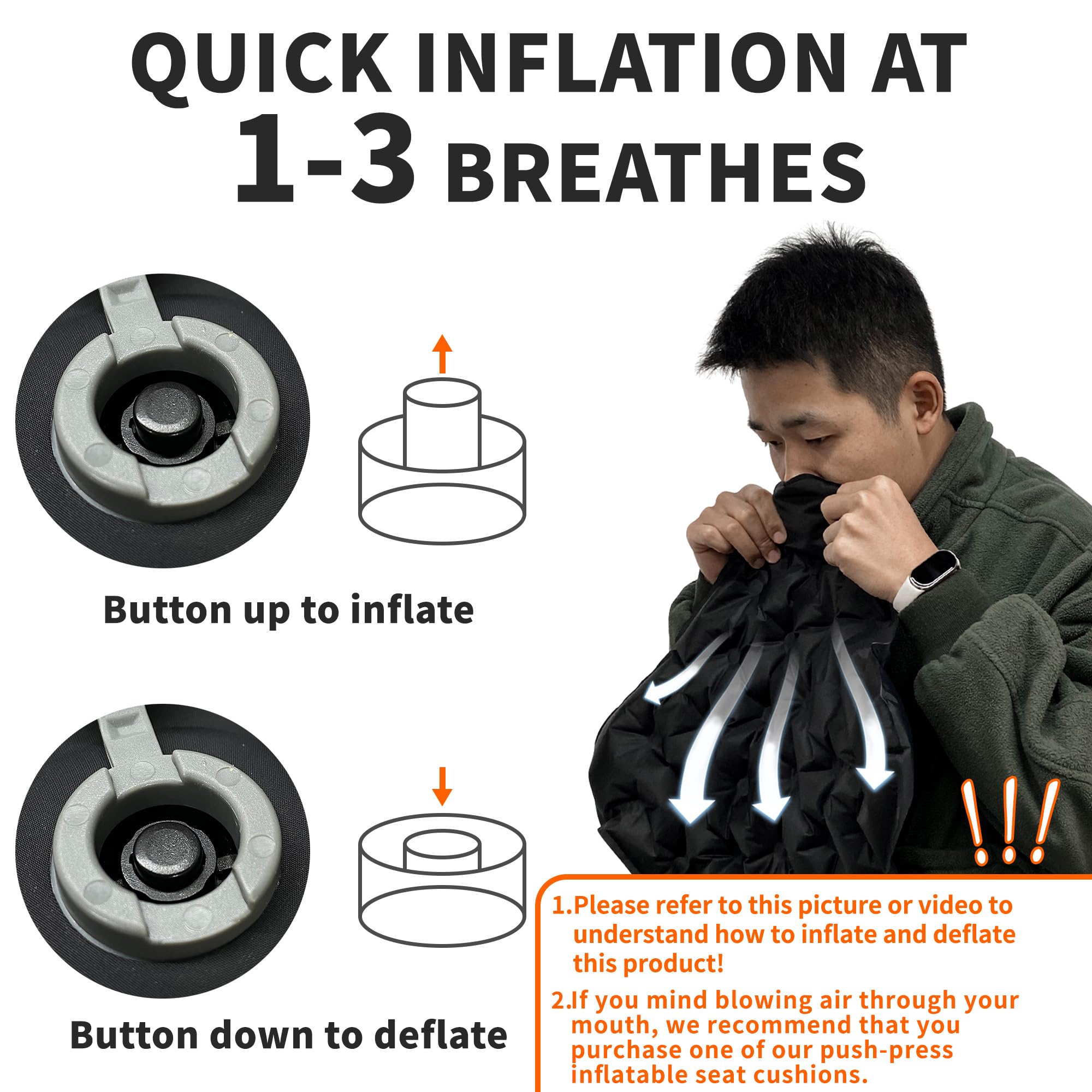 Eulant Lightweight Inflatable Seat Cushion Waterproof Air Cushions,Portable Travel Cushion Suitable For Camping Hiking Climbing