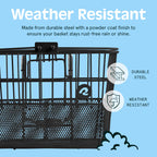 Retrospec Bicycles Detachable Steel Half-Mesh Apollo Bike Basket with Handles, Black