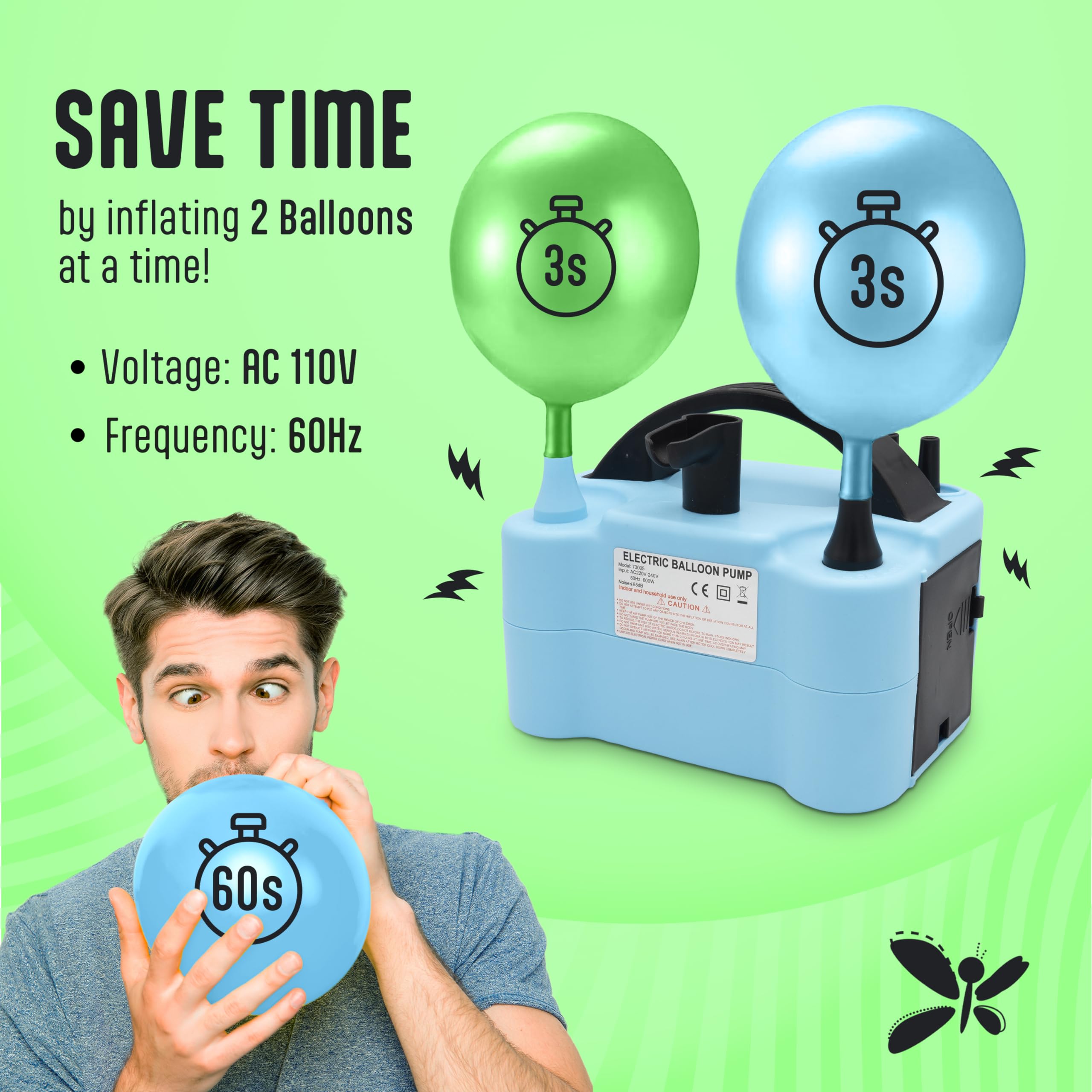 Electric Balloon Pump With Tying Tool | Portable Dual Nozzle Balloon Pump Electric | Balloon Inflator Pump Electric | Air Pump F