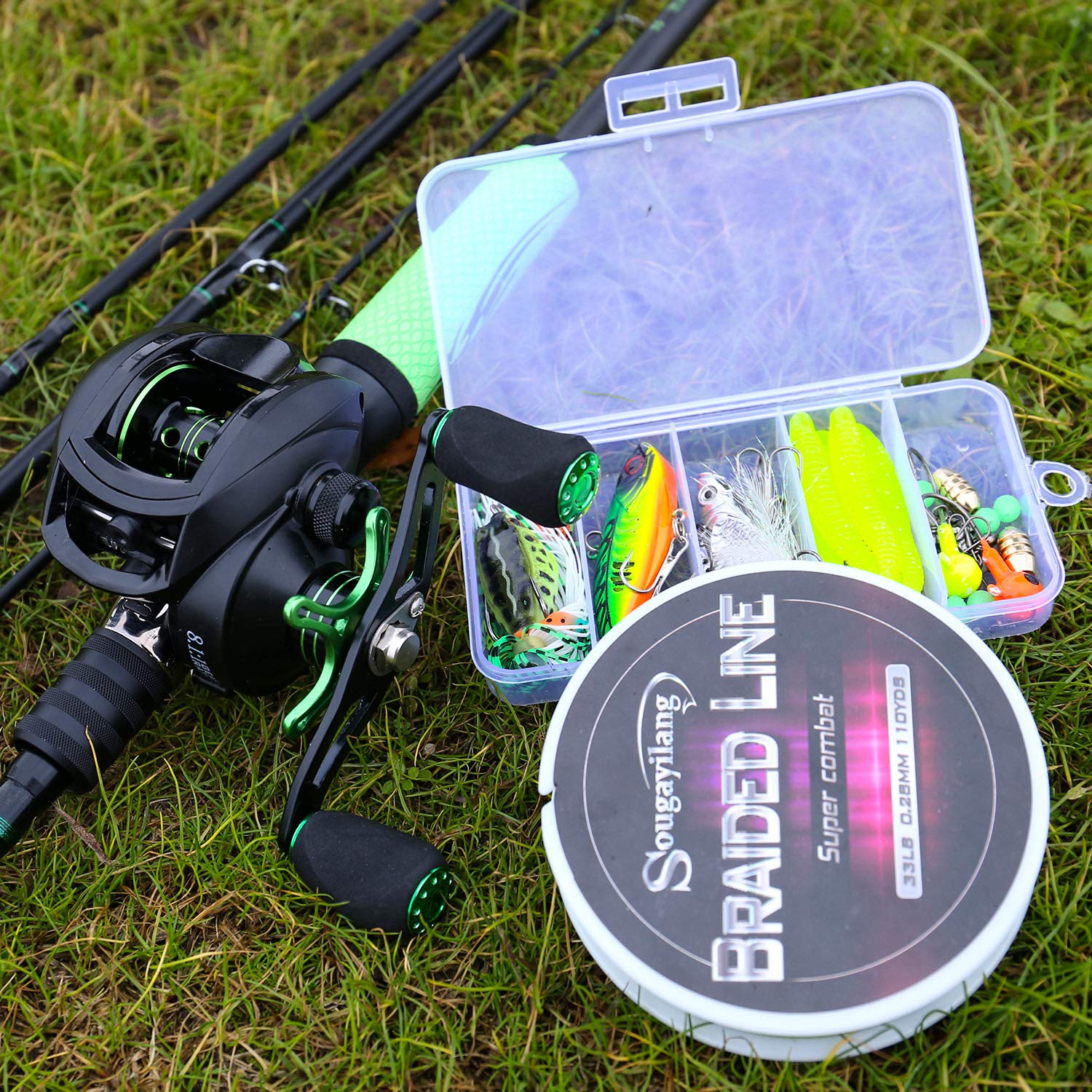 Sougayilang Ultralight Fishing Rod Reel Combos Portable Light Weight High Carbon 4 Pc Travel Fishing Pole Fishing Reel -2.1M/6.8