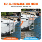 Vevor Retractable Dock Ladder 4 Steps, Aluminum Sliding Pontoon Boat Ladder With 36''-48'' Adjustable Height, 4'' Wide Step & No