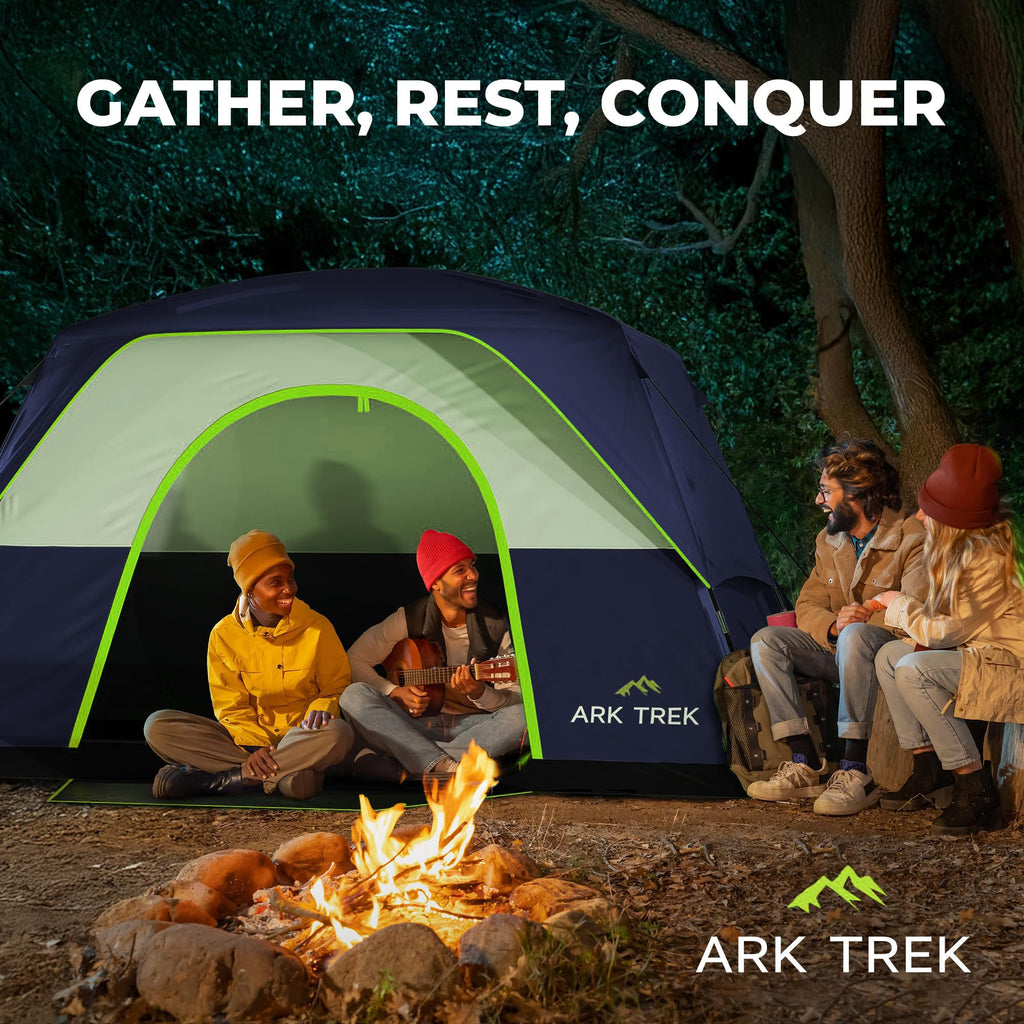 Arktrek 6 Person Tents For Camping-Robust Family Camping Tent Cabin W Ground Sheet, Rainfly Cover, Powerport-Comfy Large Quick,