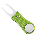 Mile High Life All Metal Foldable Golf Divot Tool With Pop-Up Button & Magnetic Ball Marker (Lime Green Bone)