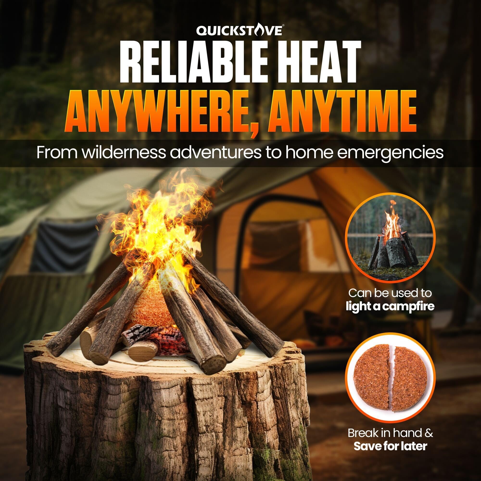 Quickstove Portable Stove With 2 Fire Starters, Lightweight Stainless Steel Wood Burning Stove For Emergency Preparedness, Survi