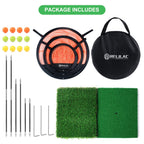 Relilac 3 Piece Golf Chipping Net With Dual Turf Hitting Mat And 12 Foam Training Balls - Indoor/Outdoor Golfing Target Accessor