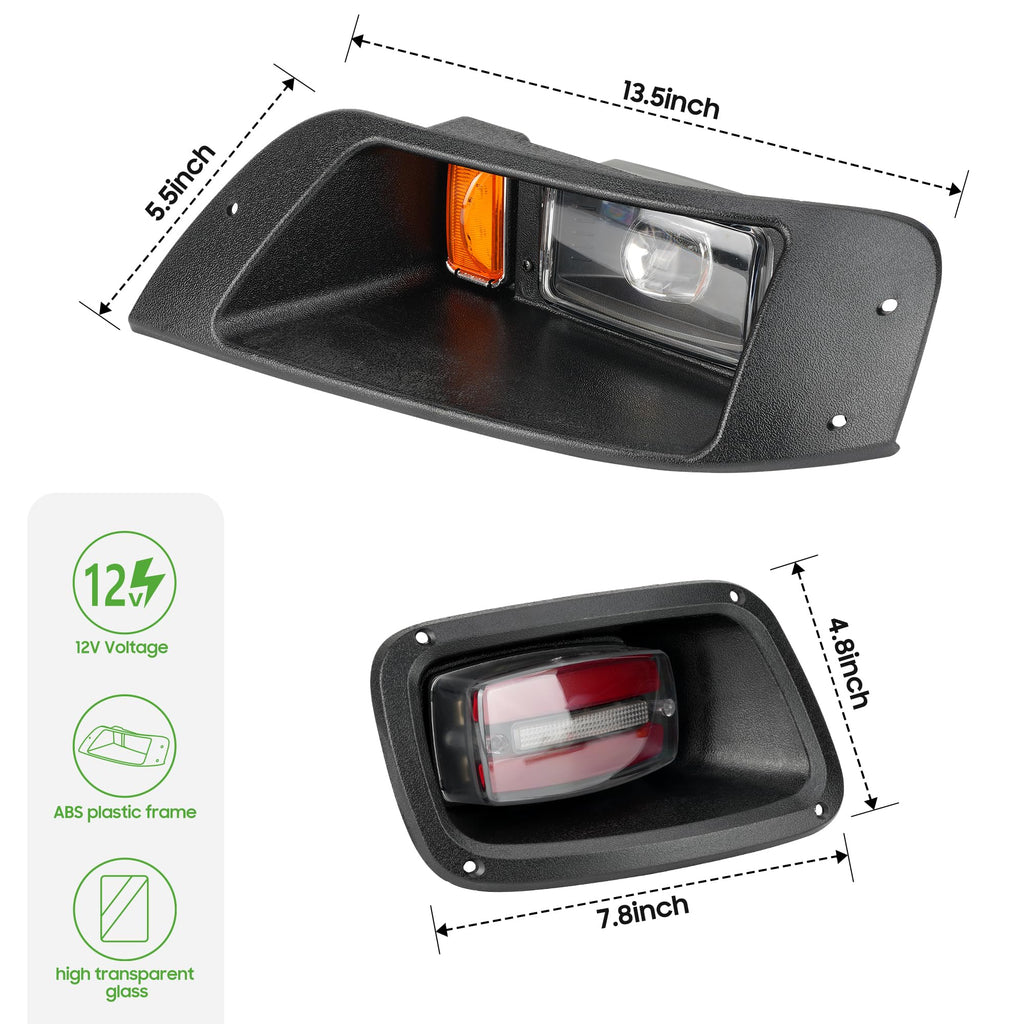 10L0L Golf Cart Headlight Kits For 1996-2013 Ezgo Txt Carts (12V-48V), With Tail Lights, Turn Signals Kits, Brake Lights And Saf