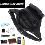 Tactical Fanny Pack, Military Waist Bag Hip Belt Bumbag Utility Bags For Outdoor Hiking Climbing Fishing With U.S Patch (Black)