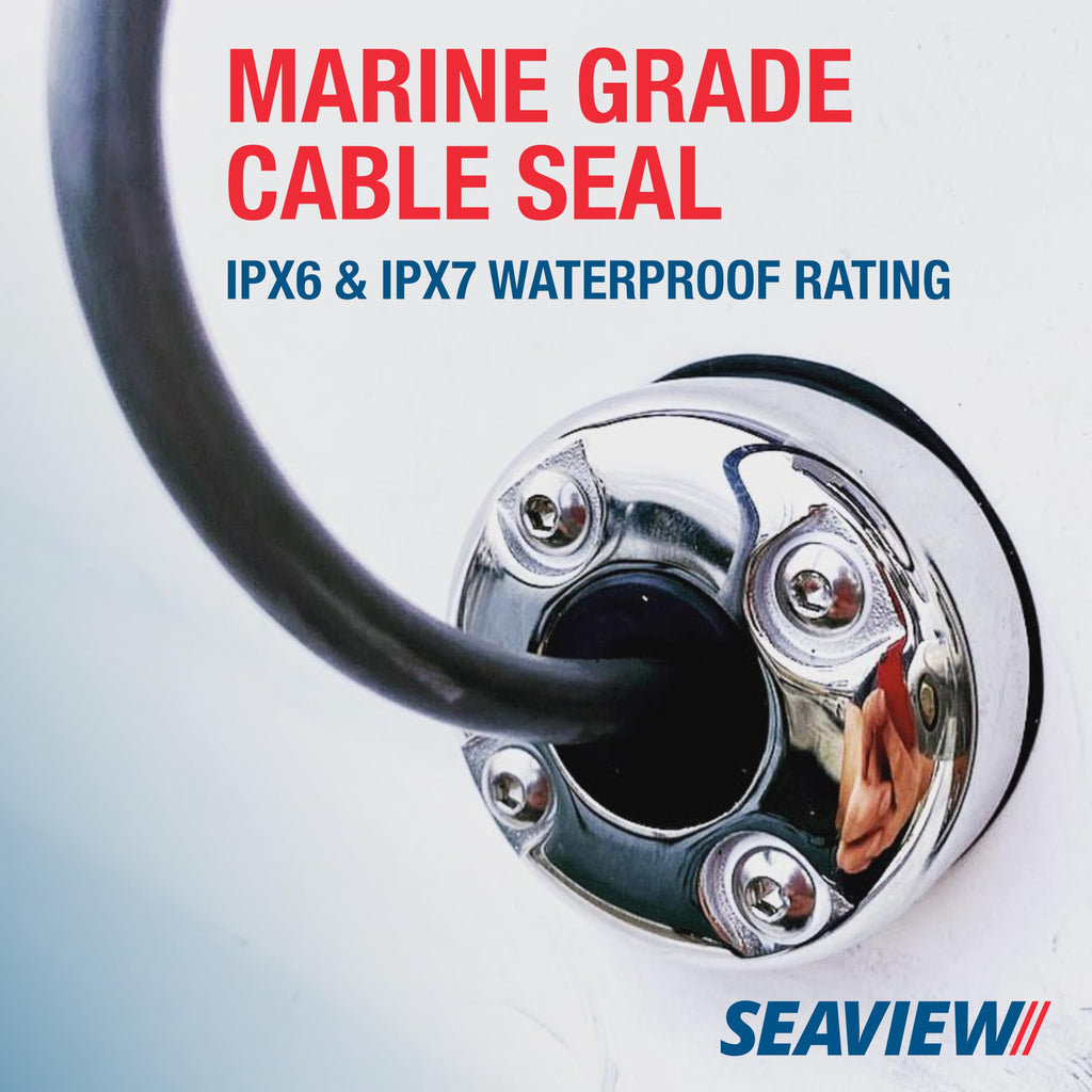Seaview | Round Cable Gland | Marine Grade Waterproof Cable Pass Through Cable Seal | Cg30Sw - White Powder Coated Stainless Ste