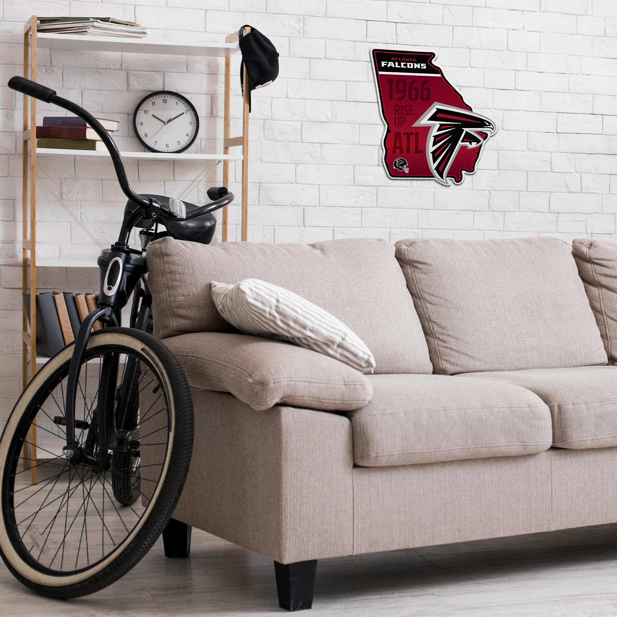 Rico Industries Nfl Atlanta Falcons State Shape Shape Cut Pennant - Home And Living Room D  Cor - Soft Felt Ez To Hang 18X0.10X1