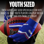 Franklin Sports Youth Football Receiver Gloves - Shoktak Kids High Grip Football Receiver Gloves - Royal - Youth Large