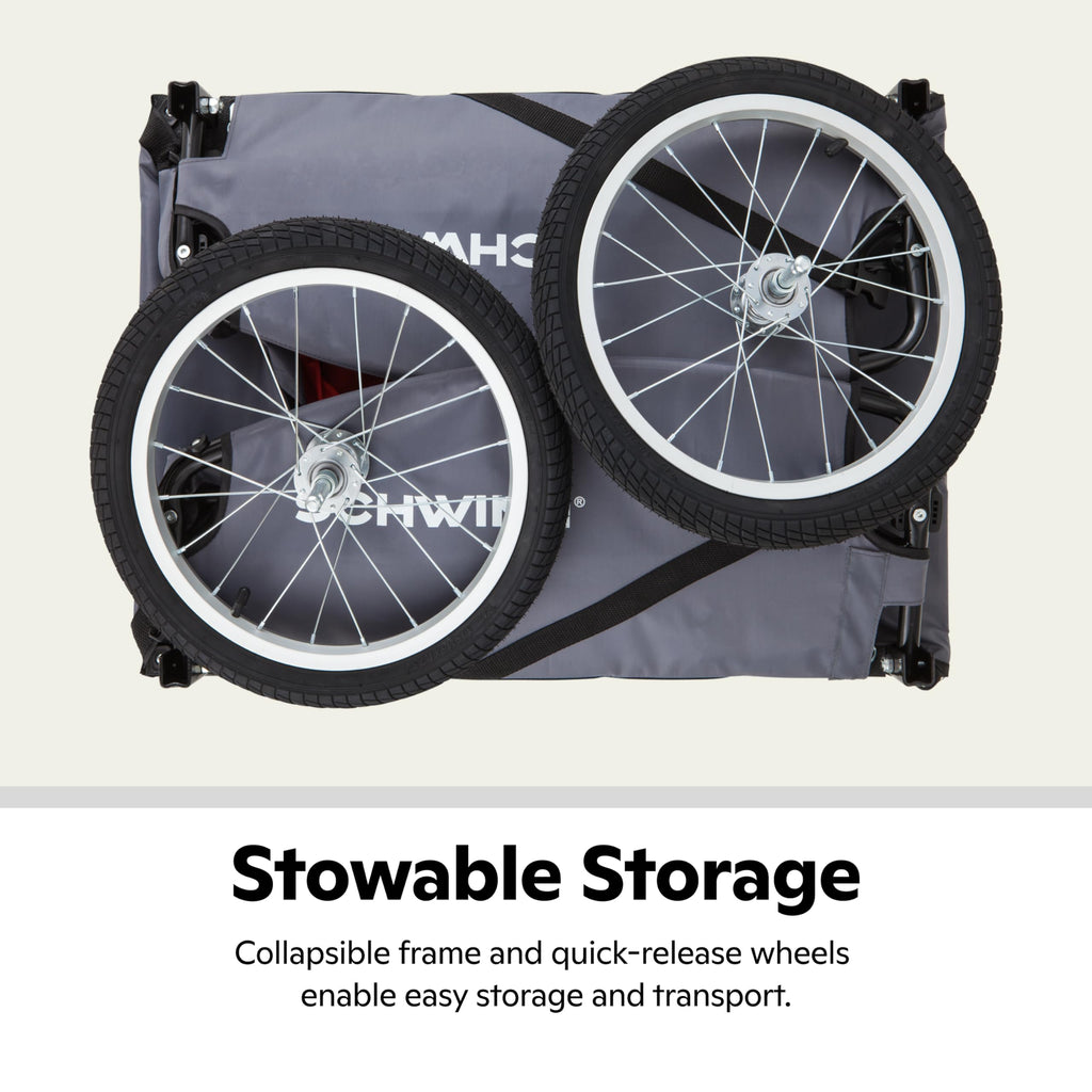 Schwinn Daytripper Bike Cargo Trailer, Holds up to 100 lb, Universal Coupler, Folding Frame, Quick-Release Wheels, 16-Inch Air-F