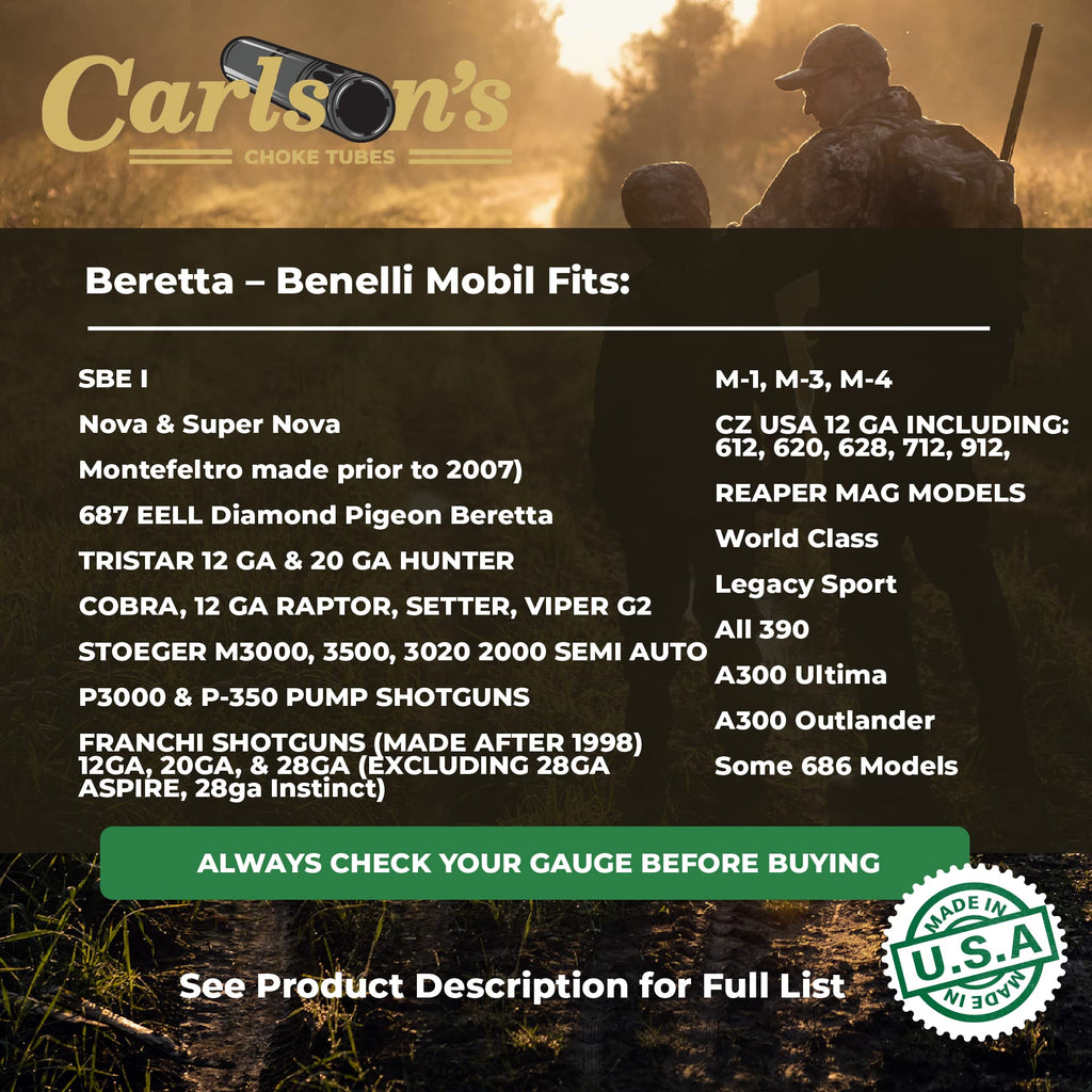 Carlsons Choke Tubes 12 Gauge Compatible For Beretta Benelli Mobil [ Turkey | 0.640 Diameter ] Tungsten Tss Turkey Choke Tube |
