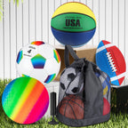 Deekin 4 Pcs Sport Balls Set For Kids Teens, Include Official Size 5 Basketball 4 Soccer 6 Football Playground Ball And Pump Spo