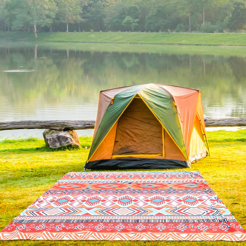 Hihoho Extra Large Waterproof Sandproof Beach Mat 79 X 83 / 120X108 For 1-8 Adults Quick Drying Durable Outdoor Picnic Mat For T