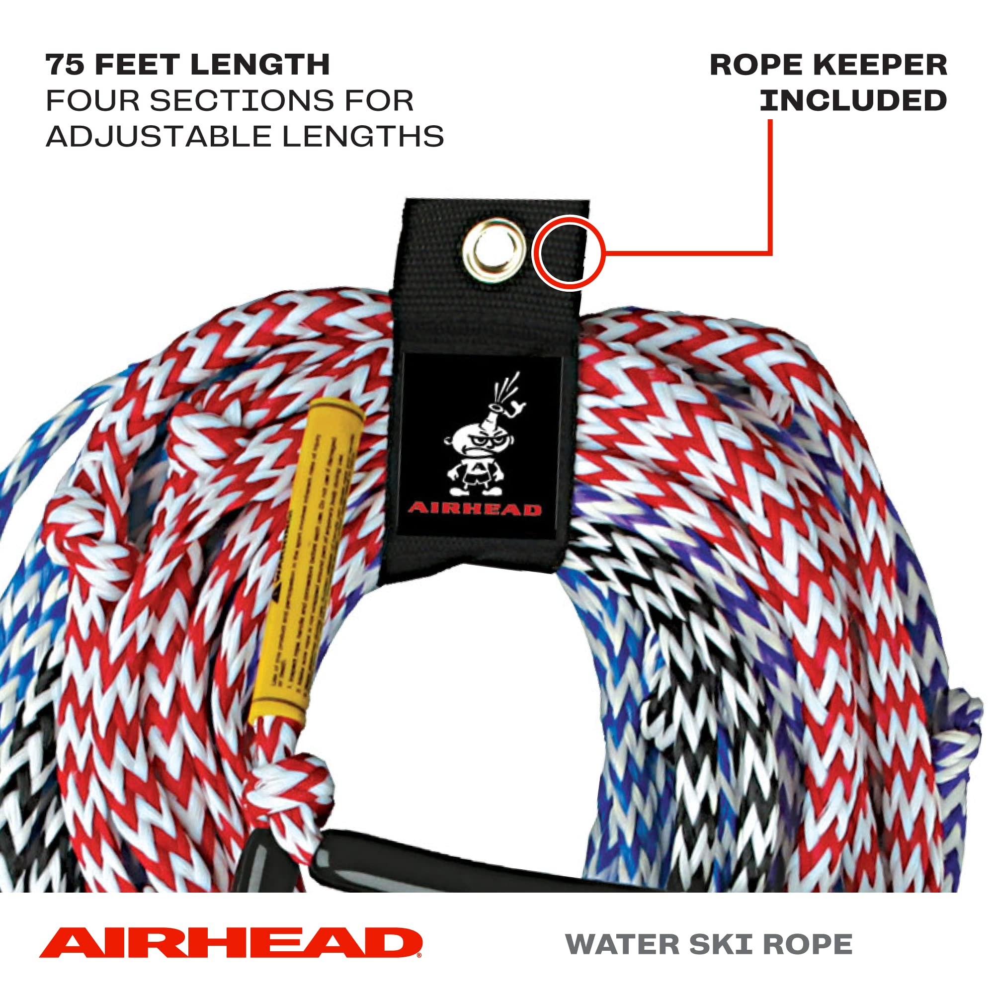 Airhead Water Ski Rope, 4 Section For Water Skis, Wakeboards And Kneeboards,Black