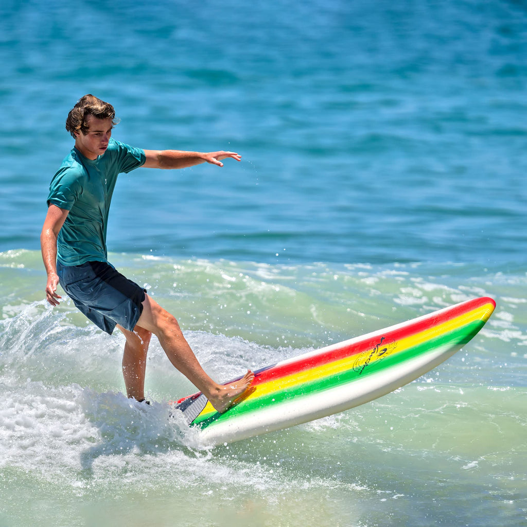 WAVESTORM Classic Soft Top Foam 8ft Surfboard (Rasta
