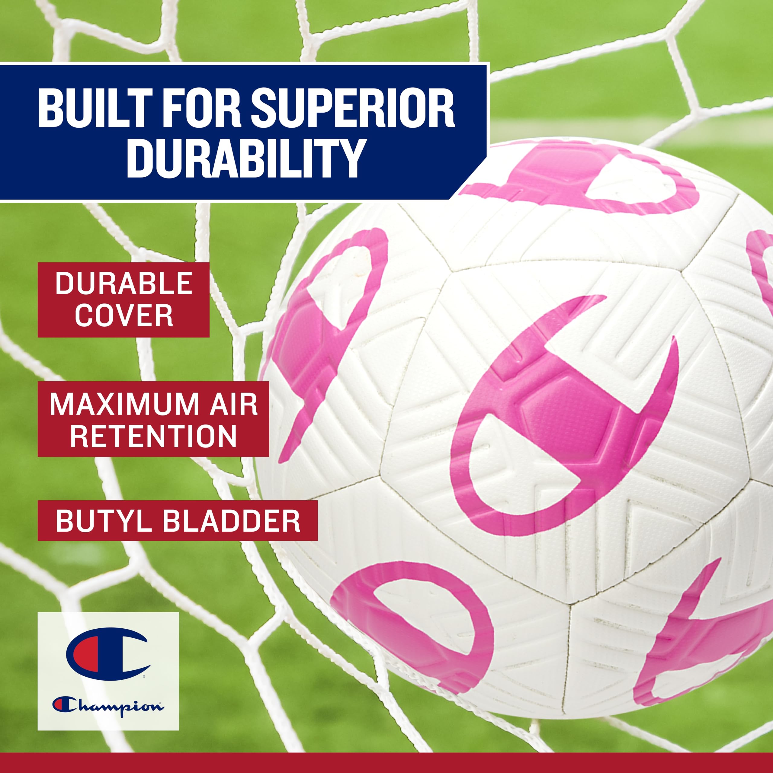 Champion Playmaker Soccer Ball (Size 5, White/Black) - 12-Panel Design, Enhanced Control, Durable TPU Cover & Butyl Bladder, for