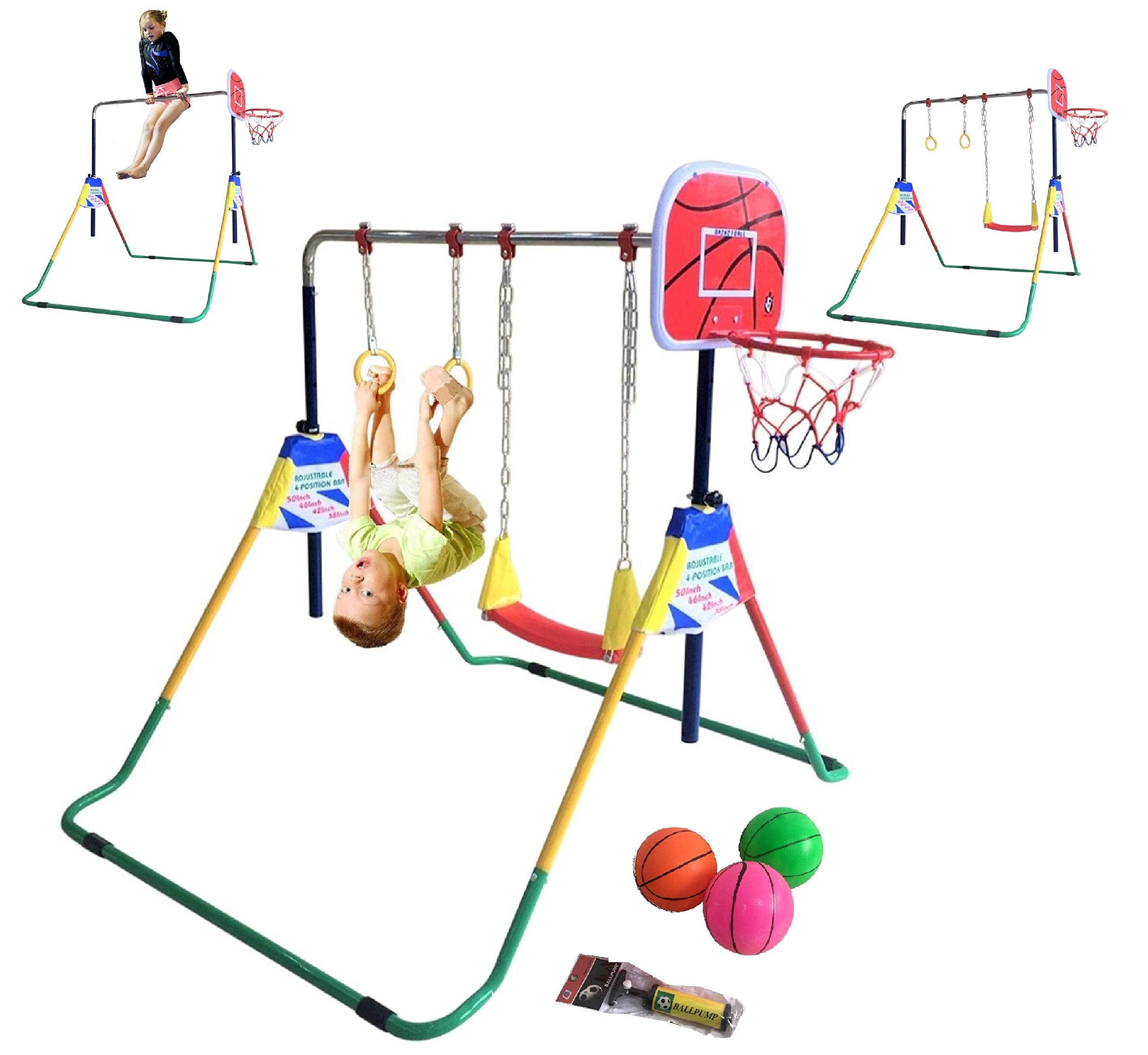 Kids Jungle Gymnastics Expandable Junior 4 In 1 Training Monkey Horizontal Bars Climbing Tower Child Playset Training Pull Up Gy