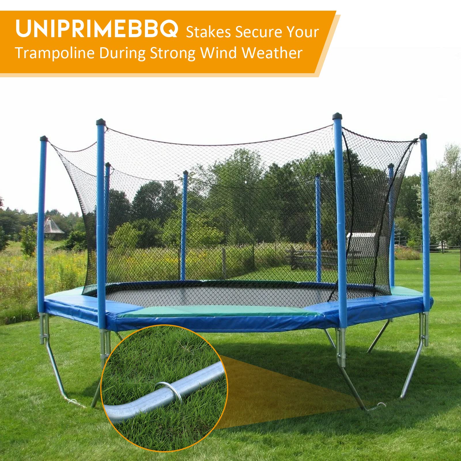 Trampoline Stakes U Shaped Anchors Heavy Duty Metal 12''- Long Trampolines Ground Wind Stakes For Soccer Goals, Camping Tents, G