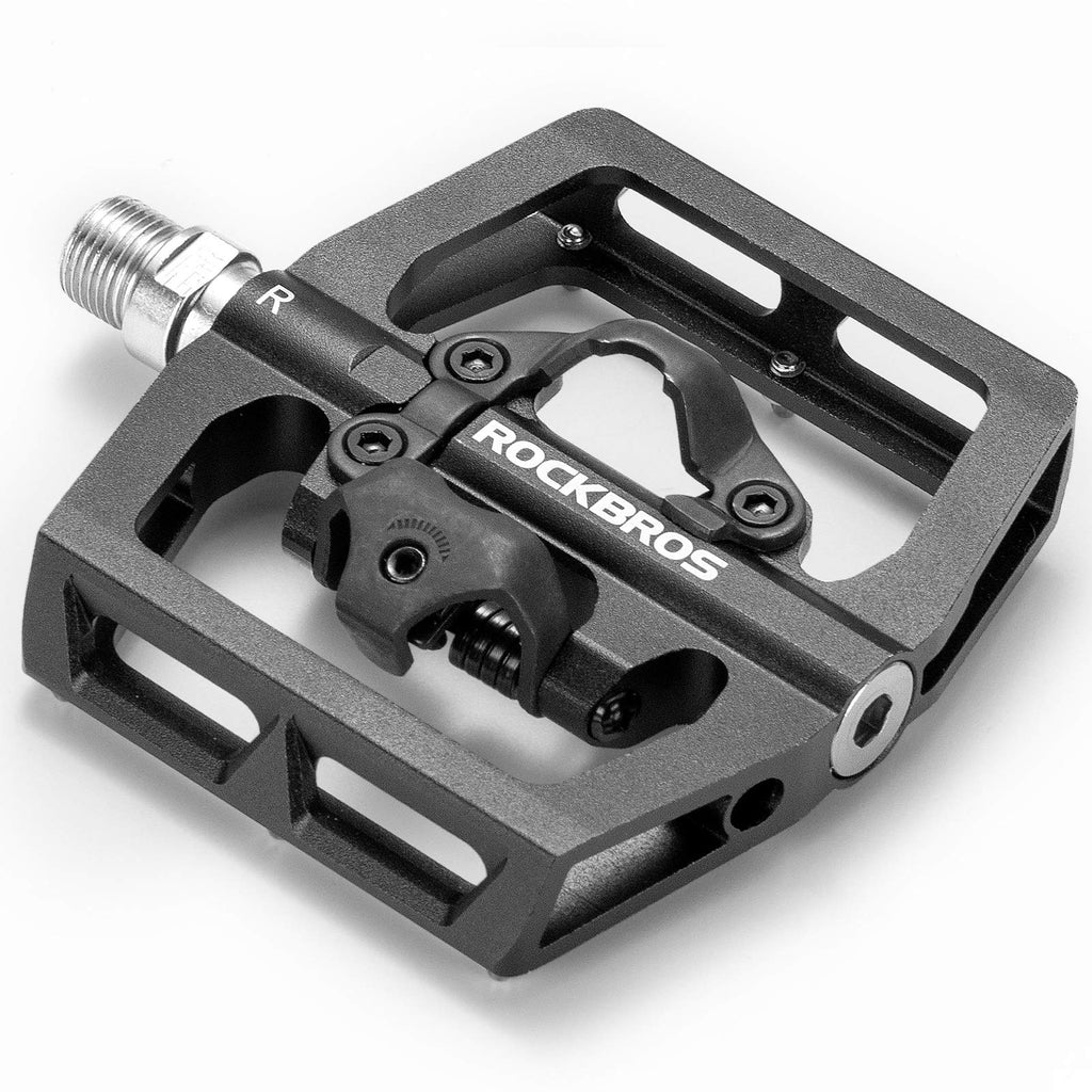 Rockbros Mtb Mountain Bike Pedals Compatible With Spd Mountain Bike Dual Function Sealed Clipless Aluminum Bicycle Flat Platform