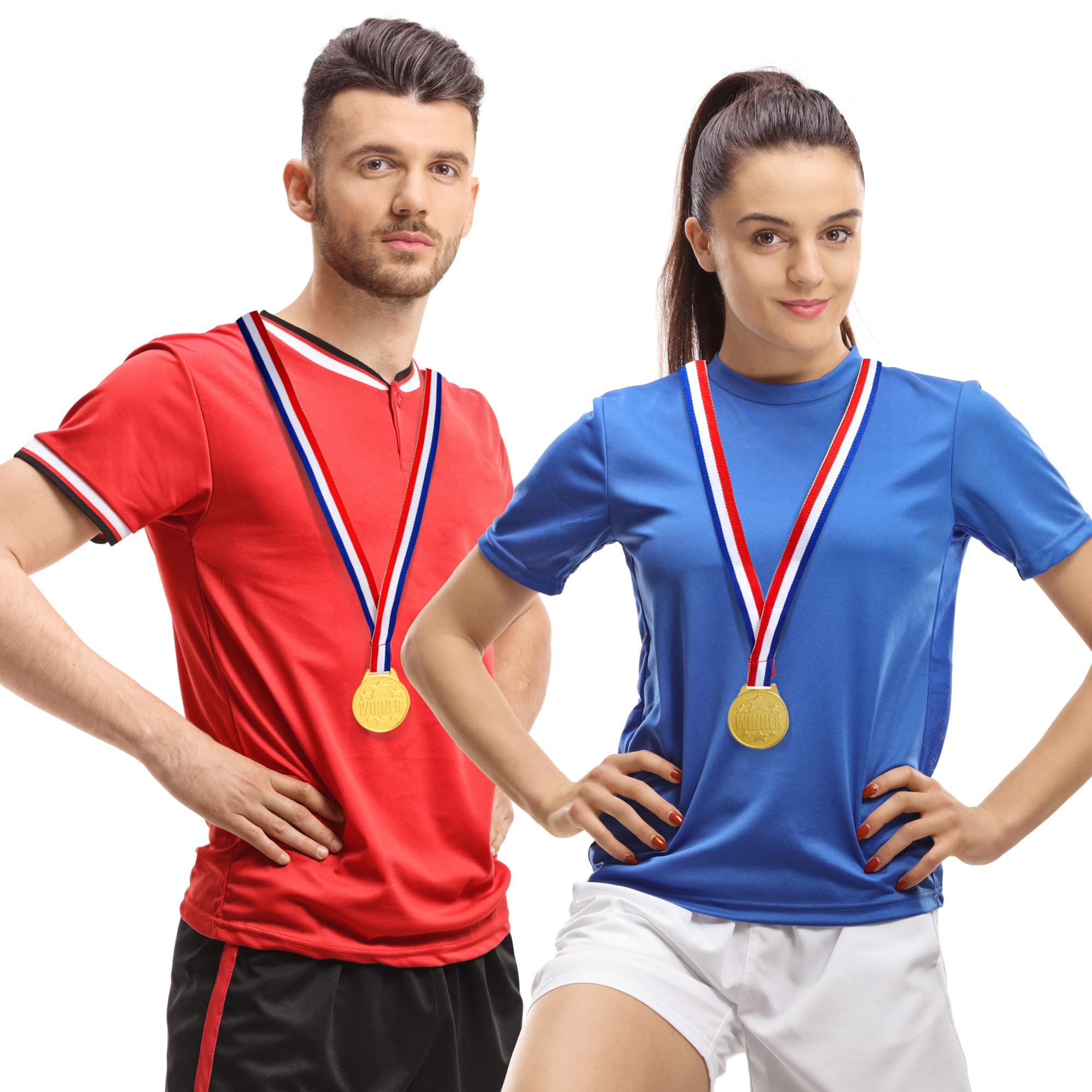 Juvale 12 Pack Gold Winning Participation Medal Awards For Contests With Neck Ribbon For Sports, Competitions, Tournaments, Spel