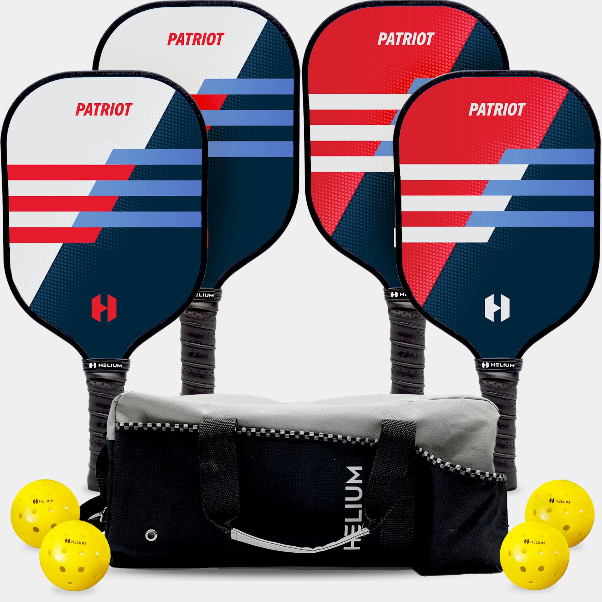 Helium Pickleball Paddles Set Of 4 - Usapa Certified - Graphite Fiberglass Surface, Lightweight Honeycomb Core