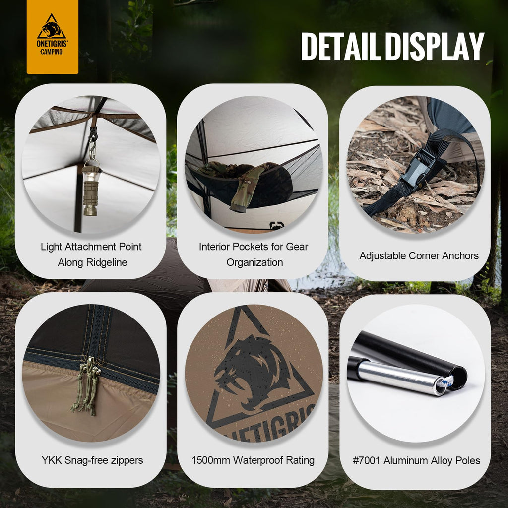 Onetigris Cosmitto 2 Person Backpacking Tent Shelter- Free Standing Lightweight Waterproof 3 Season Camping Tent For Outdoor Hik