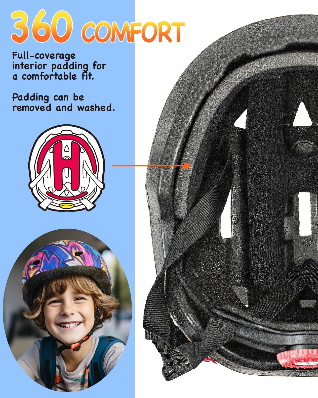 Toddler Bike Helmet,Adjustable Kids Helmets From Infant/Toddler/Baby To Children Girls And Boys, Age 1-3/2-4 Years Old (Cyberpun