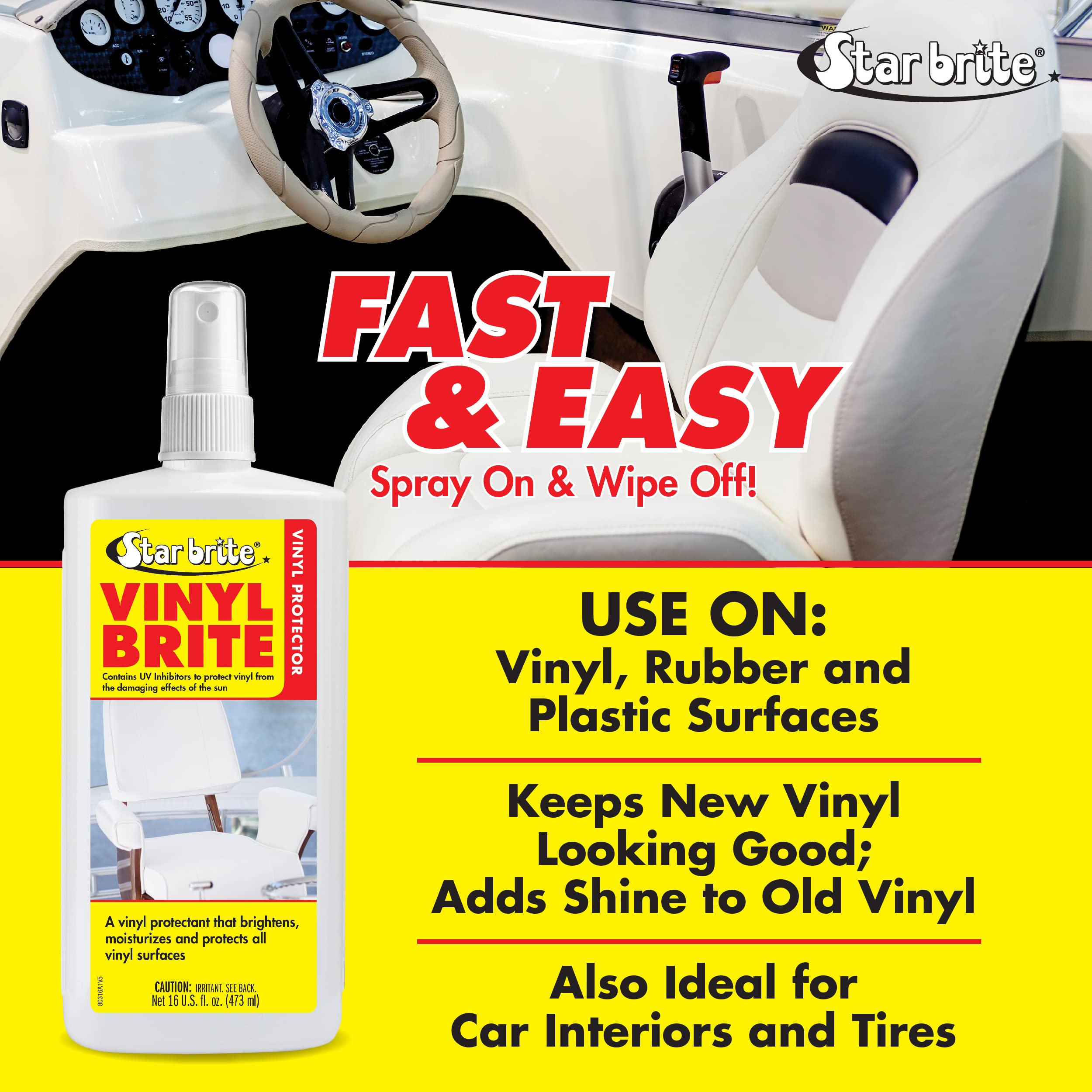 Star Brite Vinyl Brite Protectant - Marine Grade Uv Protection, Restores Shine & Flexibility For Vinyl, Rubber, Plastic, Fibergl