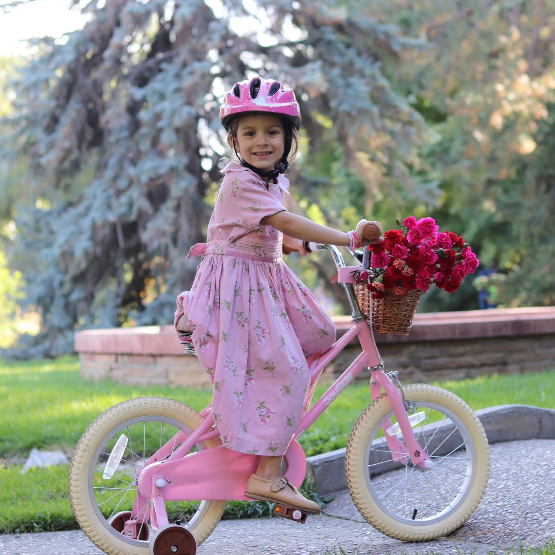 Joystar 14 Inch Kids Bike For Toddlers 3-5 Years (39''-47'') Girls, Girls Bike With Training Wheels & Basket, Kids' Bicycle Pink