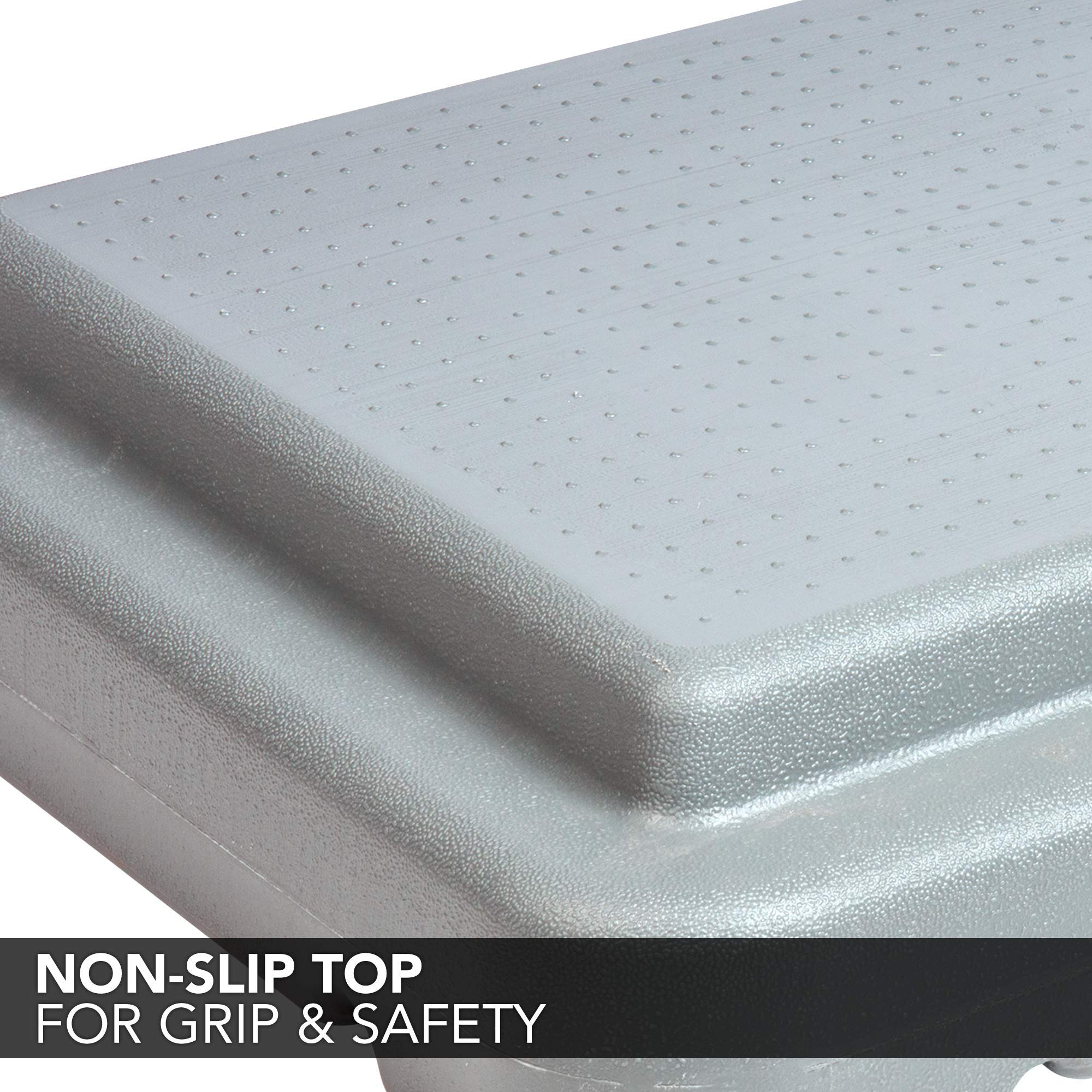 The Step (Made In Usa) 4 Inch Stackable Aerobic Exercise Platform (Grey) With Non-Slip Surface And Nonskid Feet To Prevent Slidi
