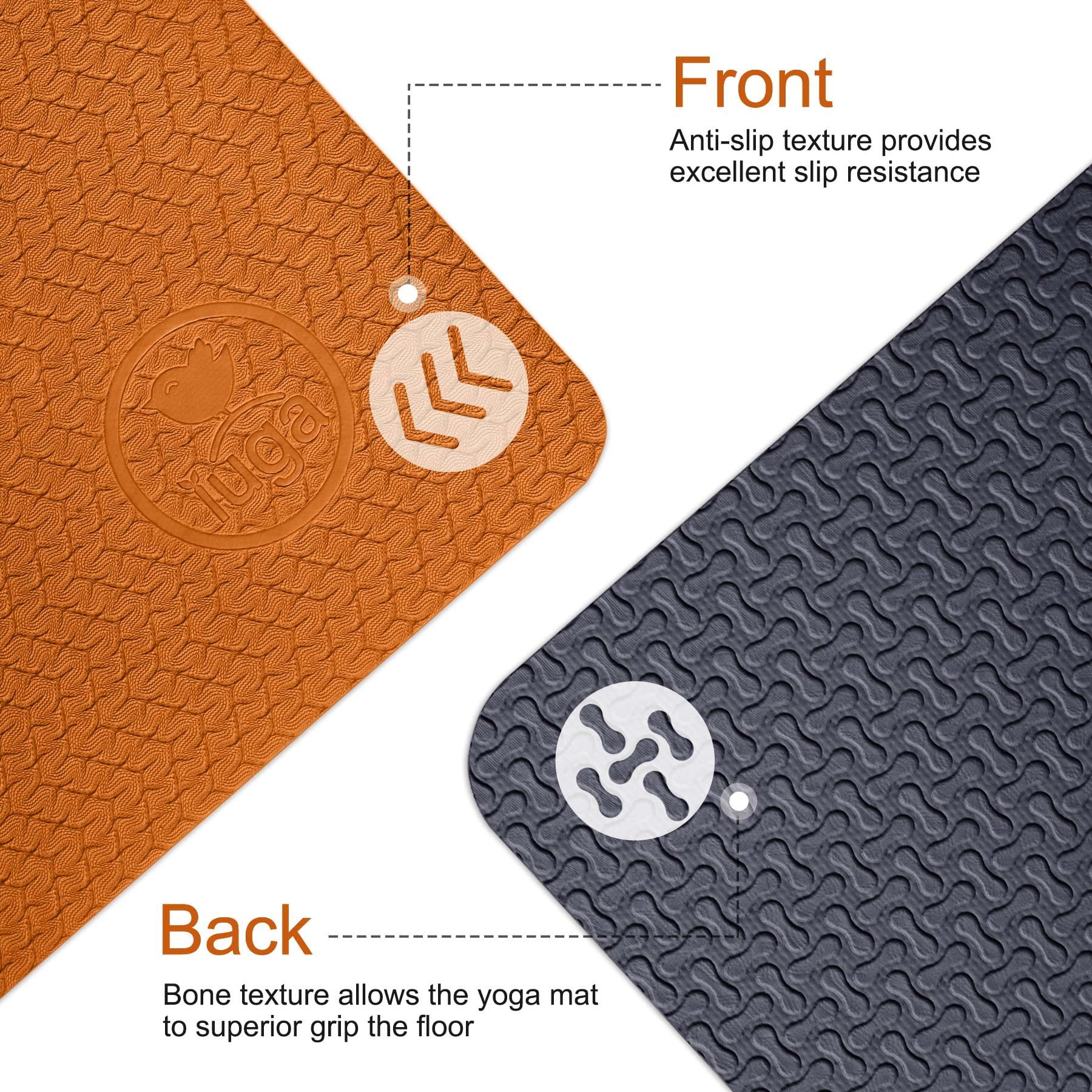 Iuga Yoga Mat Non Slip Anti-Tear Yoga Mats Eco Friendly Hot Yoga Mat Thick Workout & Exercise Mat For Yoga, Pilates And Fitness