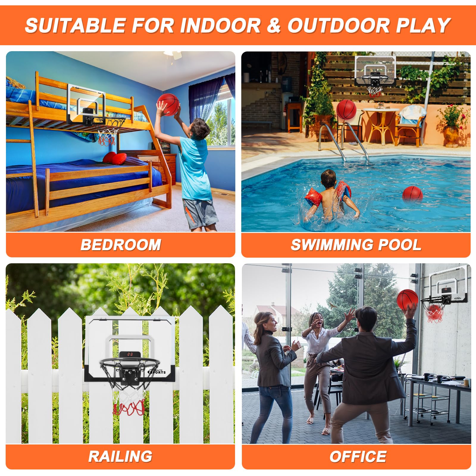 Over The Door Basketball Hoop With Electronic Scoreboard Indoor Basketball Hoop For Kids And Adults Bedroom Basketball Hoop Offi