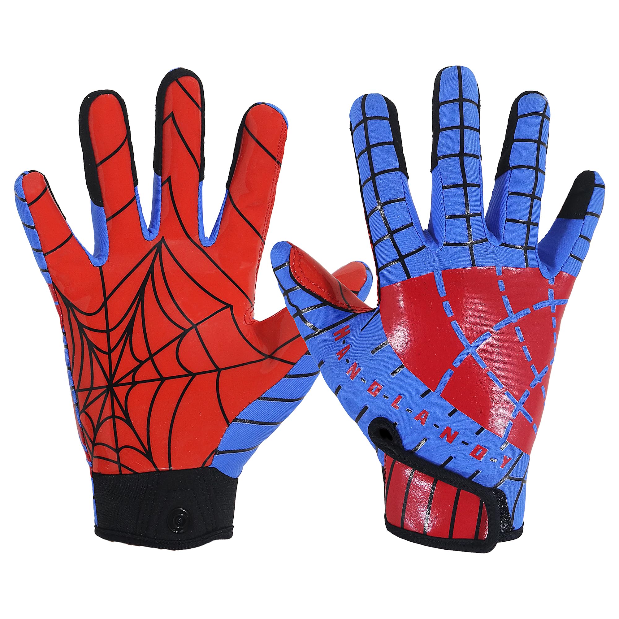 AIGEVTURE Youth Football Gloves Kids Inspired Receiver Gloves Boys Girls Unmatched Grip Comfort Blue and Red Large