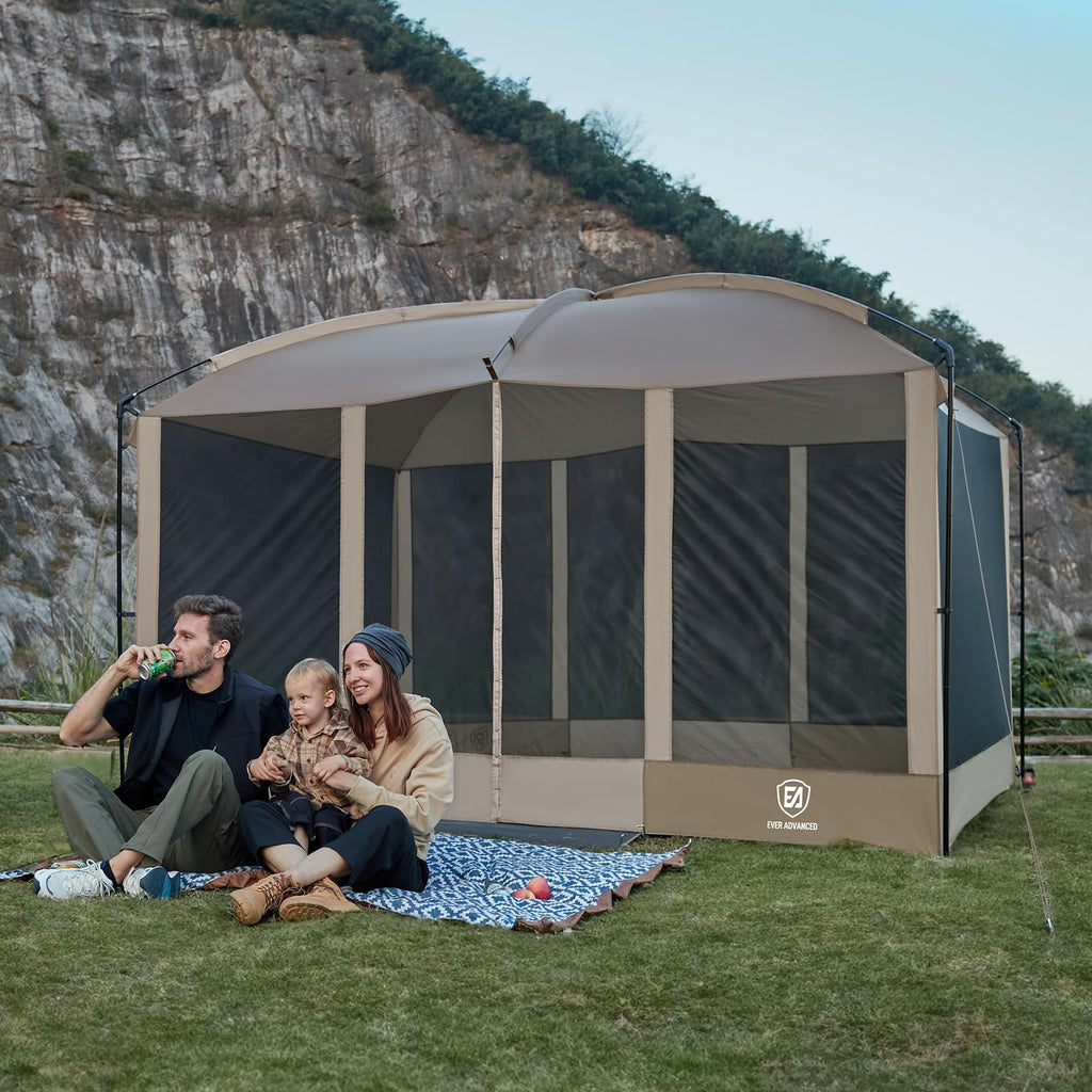 Ever Advanced Magnetic Screen House Room 11X9Ft, Hands-Free Entry,Screenhouse With Sun Protection For Camping&Picnic, 11X9Ftcamp