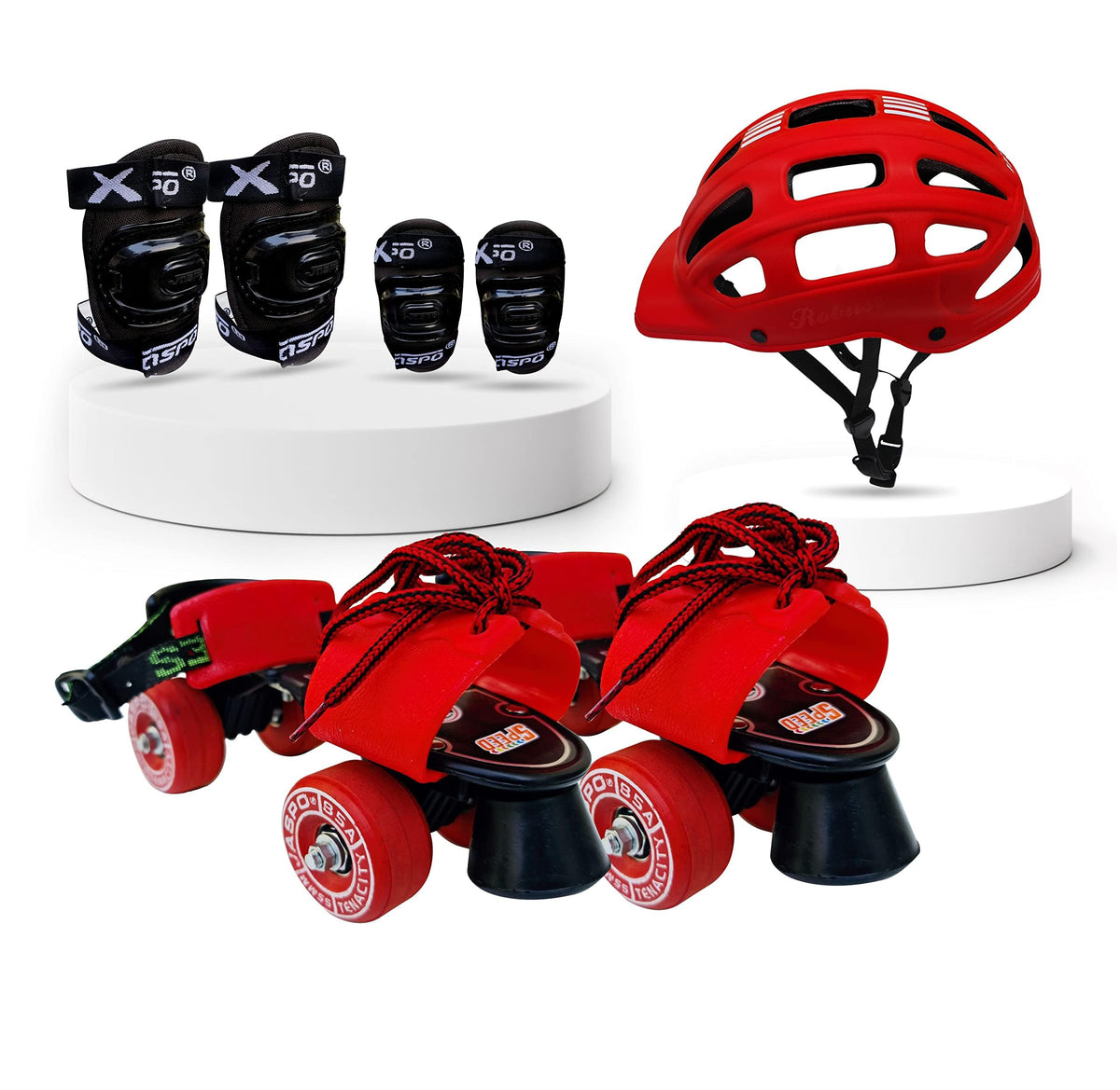 jaspo Marshal Trainers Adjustable Roller Skates Combo (Skates + Helmet + Knee & Elbow Guards), For Age Group 6 To 14 Years, Acad