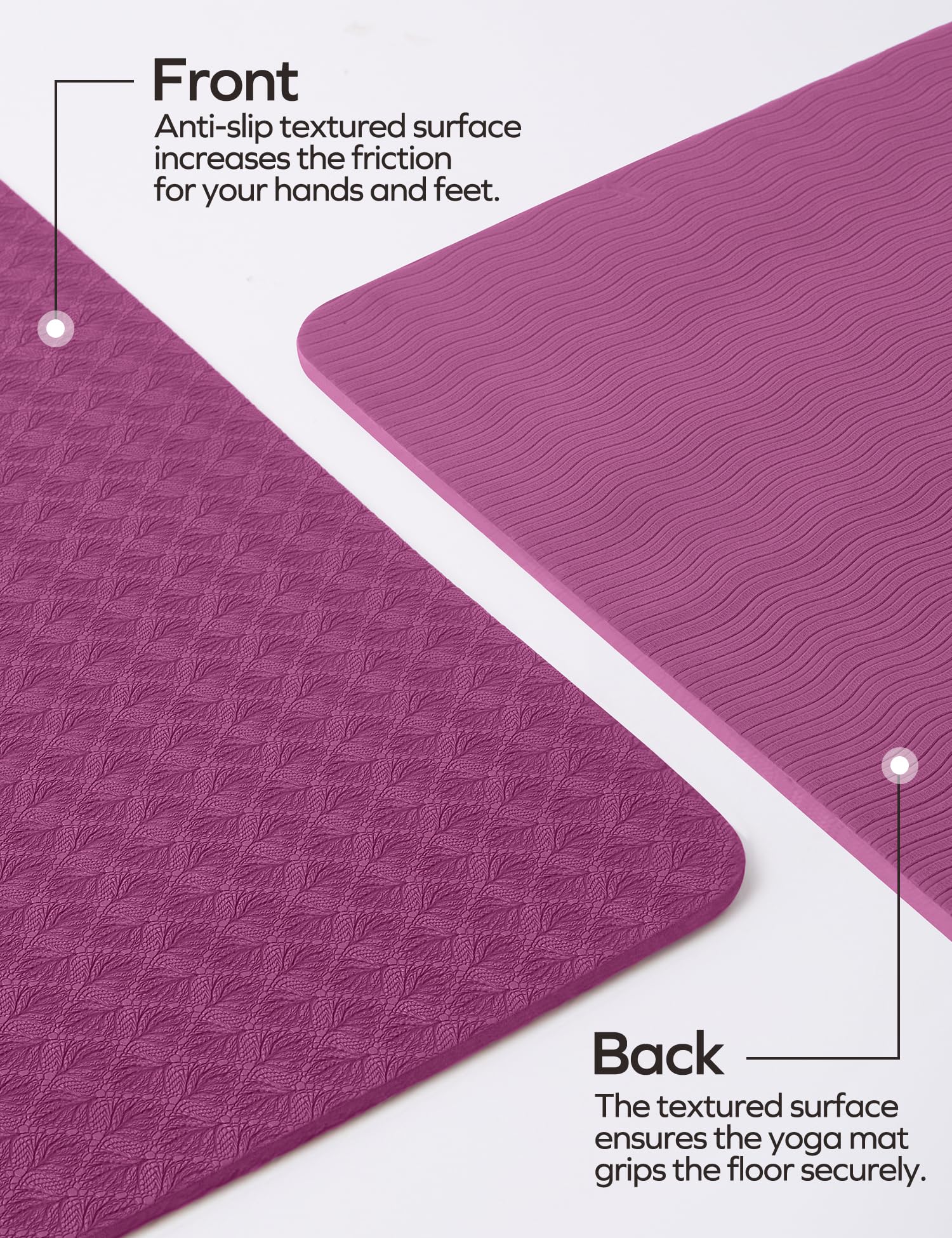 Ewedoos Yoga Mat With Alignment Marks, Yoga Mat Thick 1/4'' Textured Surfaces Exercise Mats For Home Workout Eco Friendly Tpe Fi