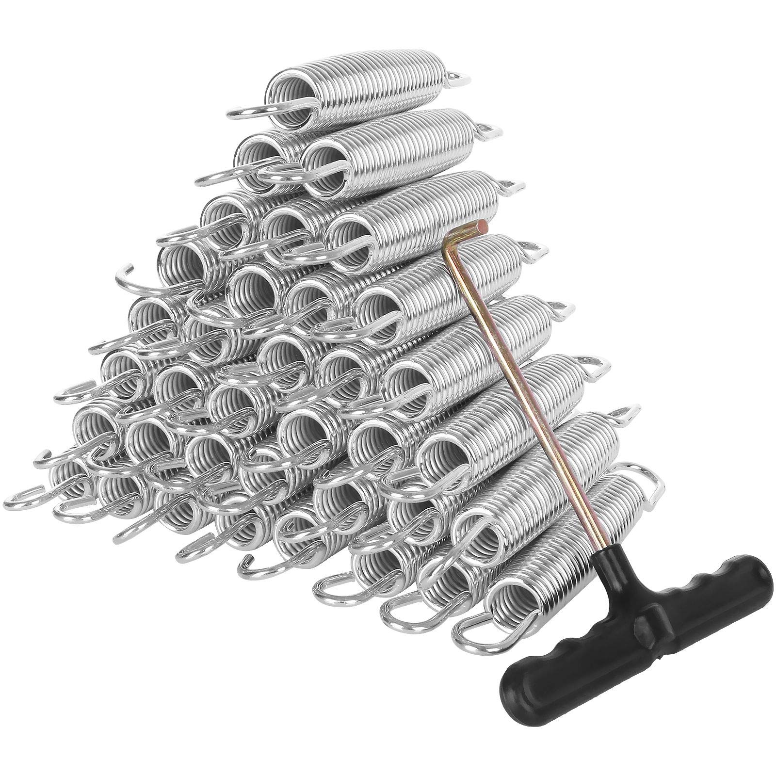 40 Pack Trampoline Springs 5.5Heavy Duty Galvanized Steel Replacement Trampoline Parts Springs With T Hook, Great For Outdoor Tr