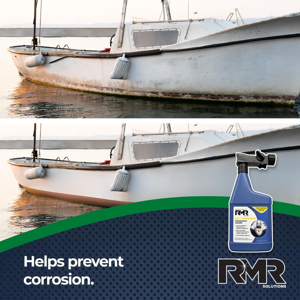 Rmr Salt Remover Concentrate Cleaner, Salt & Rust Remover & Engine Flush For Boats, Trucks, & Vehicles, 32 Ounce Bottle With Hos