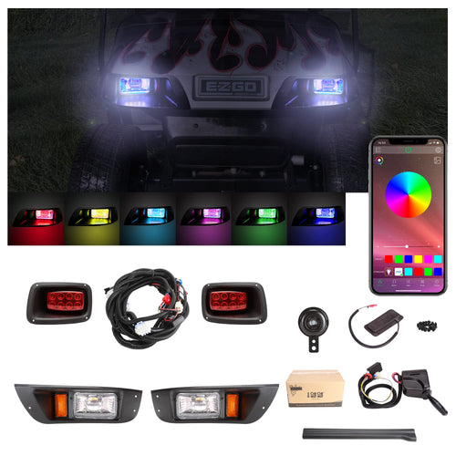 10L0L Golf Cart Headlight Kits For 1996-2013 Ezgo Txt Carts (12V-48V), With Tail Lights, Turn Signals Kits, Brake Lights And Saf
