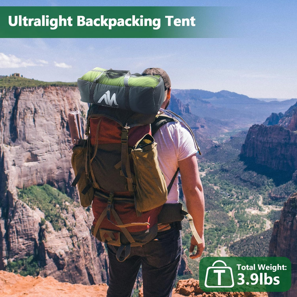 Ayamaya 1 Person Tent For Backpacking - Lightweight Single Person Hiking Tent With Skylight & Waterproof Rainfly & Ground Vents,