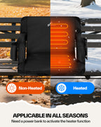 Sportneer Heated Stadium Seats for Bleachers: 3 Heated Modes 6 Reclining Positions Stadium Seats with Back Support for Sport Eve